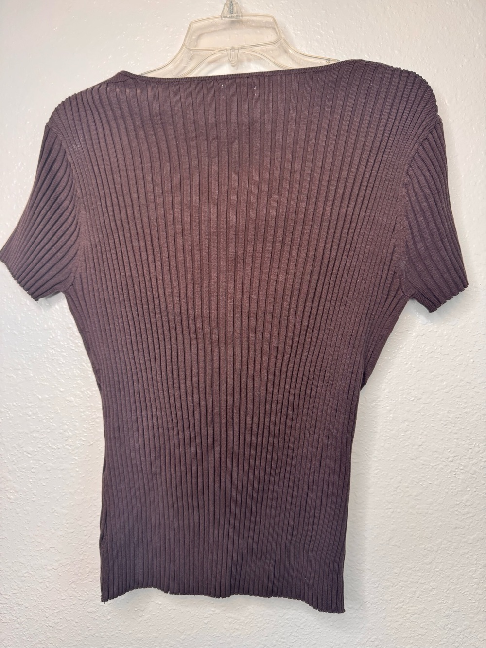 Y2K VTG 00s Brown Stretchy Ribbed U Metal Opening Ribbed Top XL Worthington - Picture 4 of 6